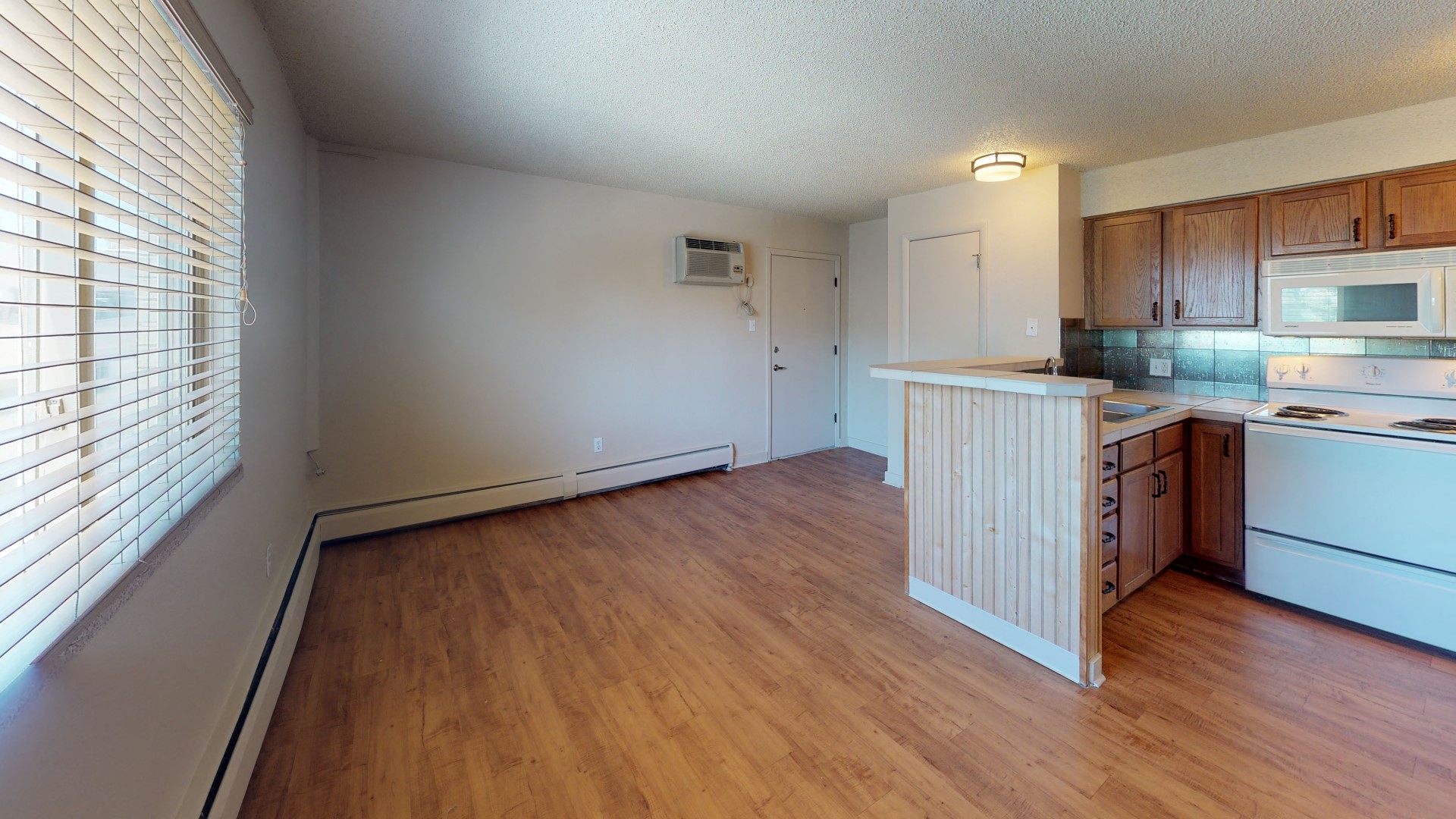 Open and bright living area at 1443 Elizabeth in Denver, CO